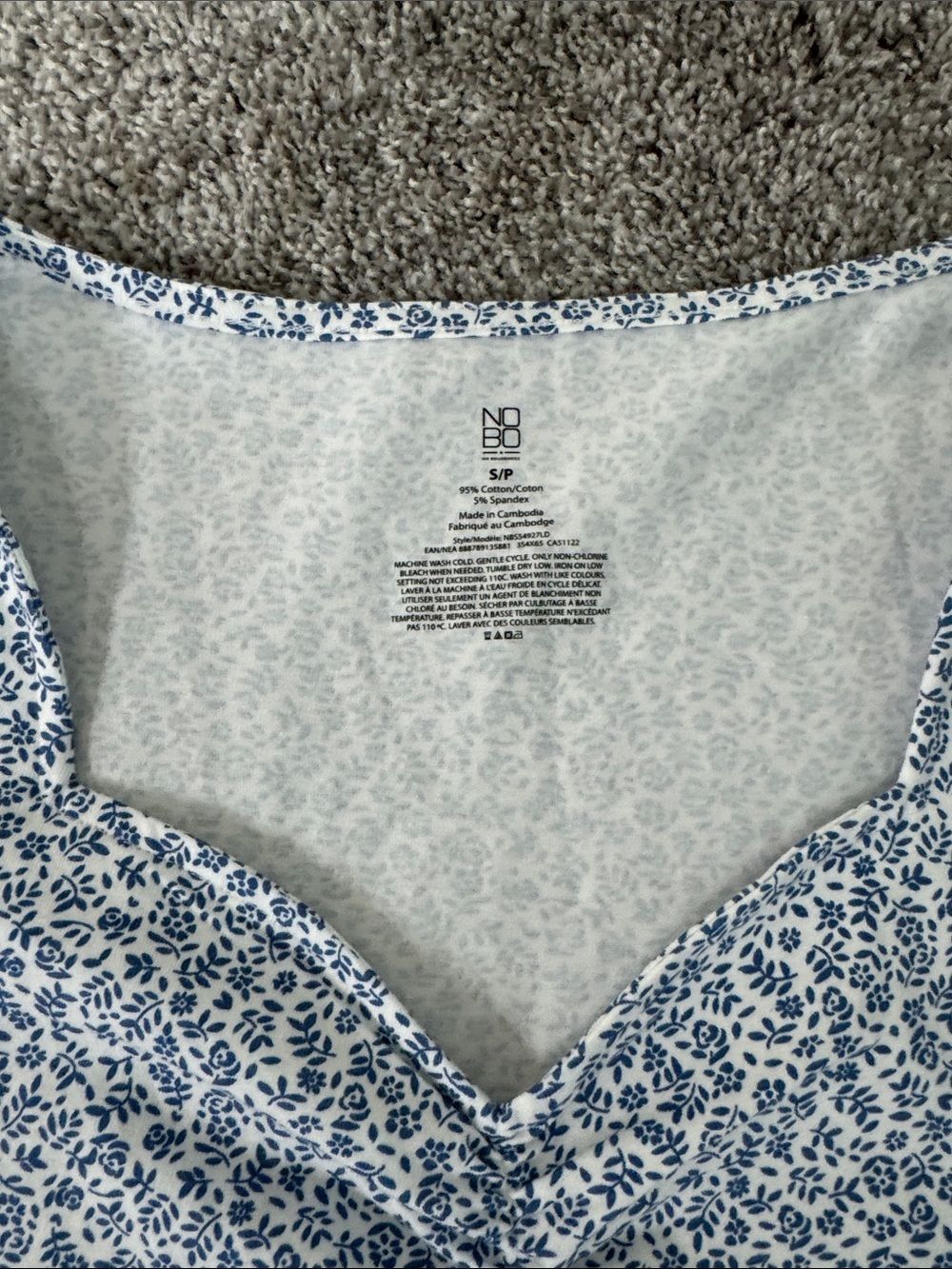 NOBO White and Blue Floral V-Neck Dress - Picture 2 of 2